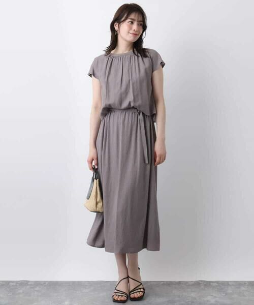OFUON / オフオン ロング・マキシ丈ワンピース | リネンライクウエスト切り替えワンピース/洗える/WEB限定 | 詳細6
