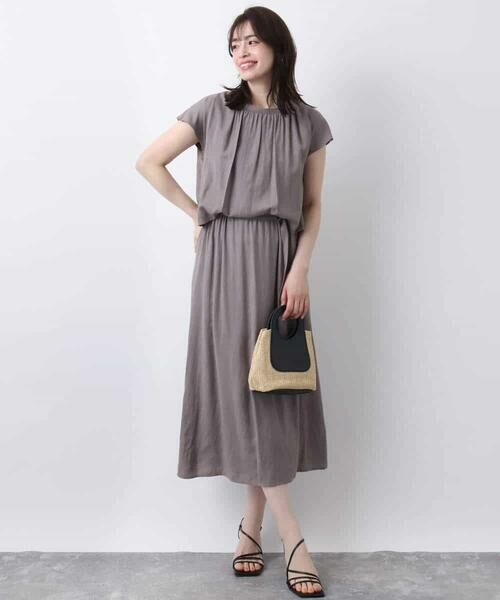 OFUON / オフオン ロング・マキシ丈ワンピース | リネンライクウエスト切り替えワンピース/洗える/WEB限定 | 詳細9