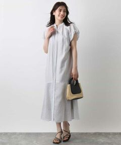 OFUON / オフオン ロング・マキシ丈ワンピース | シアードビーストライプワンピース/洗える/WEB限定