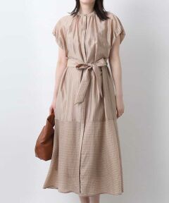 OFUON / オフオン ロング・マキシ丈ワンピース | シアードビーストライプワンピース/洗える/WEB限定