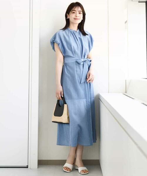 OFUON / オフオン ロング・マキシ丈ワンピース | シアードビーストライプワンピース/洗える/WEB限定 | 詳細1