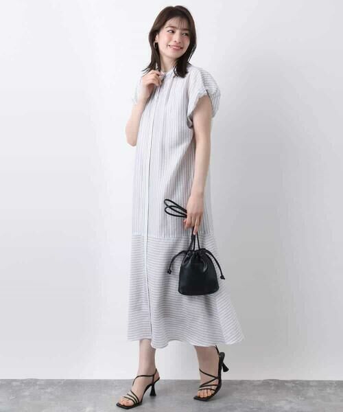 OFUON / オフオン ロング・マキシ丈ワンピース | シアードビーストライプワンピース/洗える/WEB限定 | 詳細10