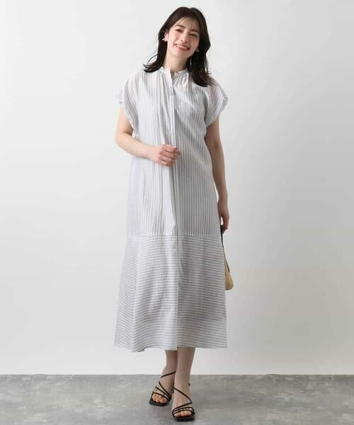 OFUON / オフオン ロング・マキシ丈ワンピース | シアードビーストライプワンピース/洗える/WEB限定 | 詳細11