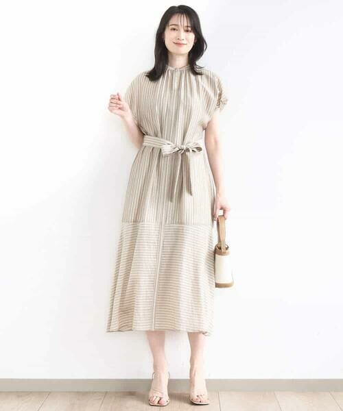 OFUON / オフオン ロング・マキシ丈ワンピース | シアードビーストライプワンピース/洗える/WEB限定 | 詳細14