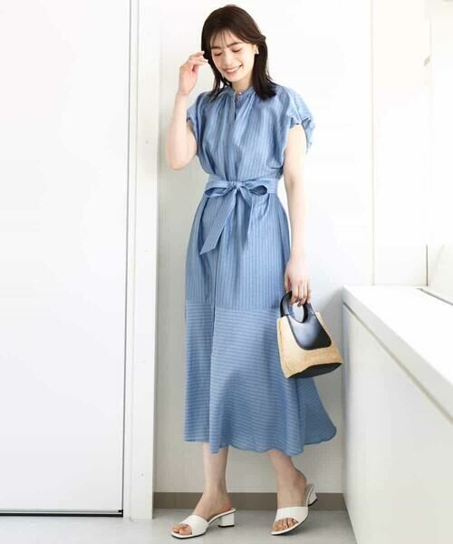 OFUON / オフオン ロング・マキシ丈ワンピース | シアードビーストライプワンピース/洗える/WEB限定 | 詳細2