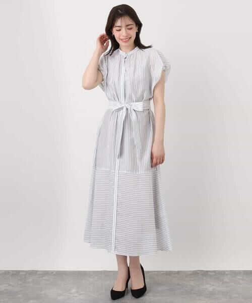 OFUON / オフオン ロング・マキシ丈ワンピース | シアードビーストライプワンピース/洗える/WEB限定 | 詳細23