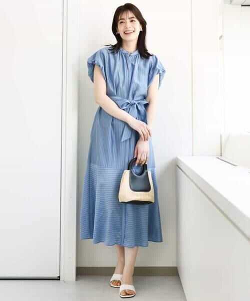 OFUON / オフオン ロング・マキシ丈ワンピース | シアードビーストライプワンピース/洗える/WEB限定 | 詳細3