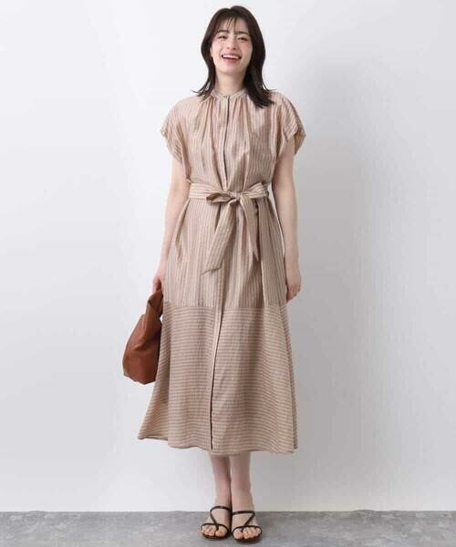 OFUON / オフオン ロング・マキシ丈ワンピース | シアードビーストライプワンピース/洗える/WEB限定 | 詳細7