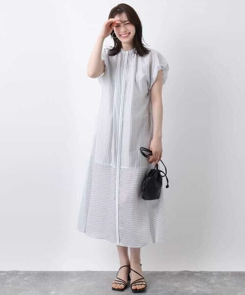 OFUON / オフオン ロング・マキシ丈ワンピース | シアードビーストライプワンピース/洗える/WEB限定 | 詳細8
