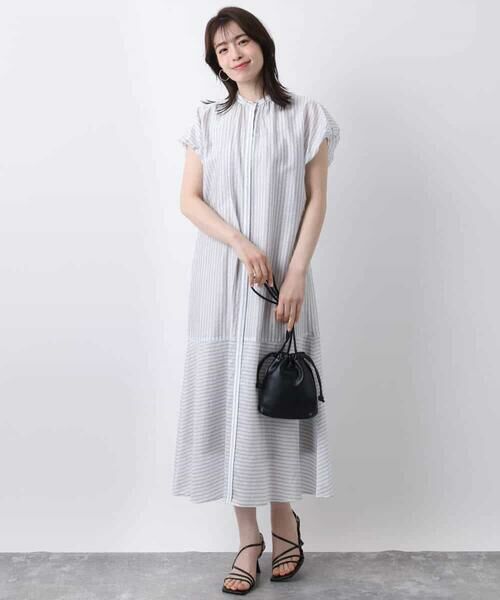OFUON / オフオン ロング・マキシ丈ワンピース | シアードビーストライプワンピース/洗える/WEB限定 | 詳細9