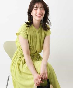 OFUON / オフオン ロング・マキシ丈ワンピース | ギャザーデザインワンピース/洗える/WEB限定