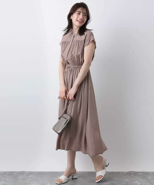 OFUON / オフオン ロング・マキシ丈ワンピース | ギャザーデザインワンピース/洗える/WEB限定 | 詳細10