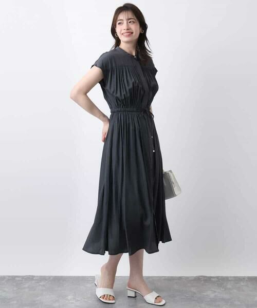 OFUON / オフオン ロング・マキシ丈ワンピース | ギャザーデザインワンピース/洗える/WEB限定 | 詳細11