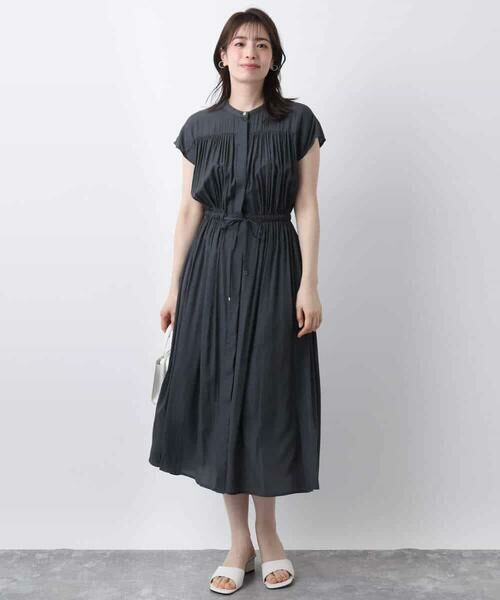 OFUON / オフオン ロング・マキシ丈ワンピース | ギャザーデザインワンピース/洗える/WEB限定 | 詳細12