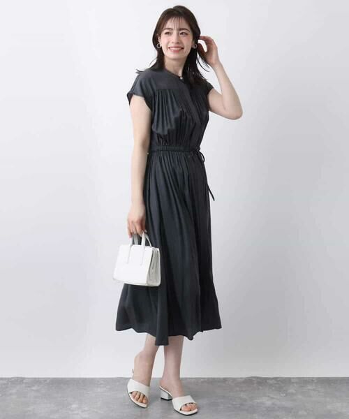 OFUON / オフオン ロング・マキシ丈ワンピース | ギャザーデザインワンピース/洗える/WEB限定 | 詳細14