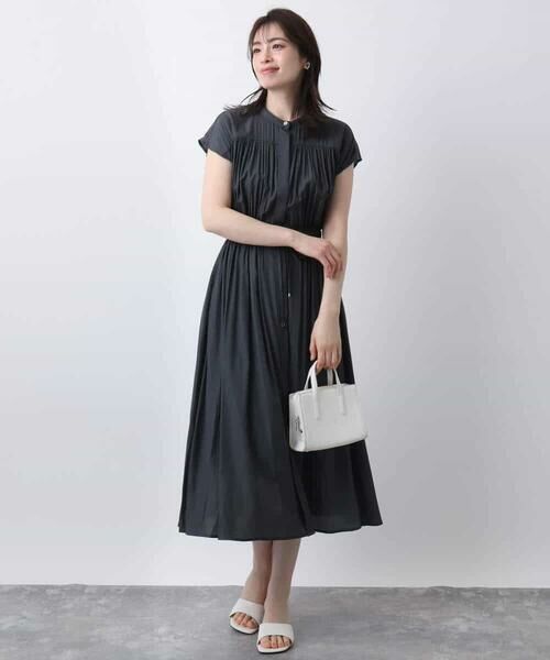 OFUON / オフオン ロング・マキシ丈ワンピース | ギャザーデザインワンピース/洗える/WEB限定 | 詳細15