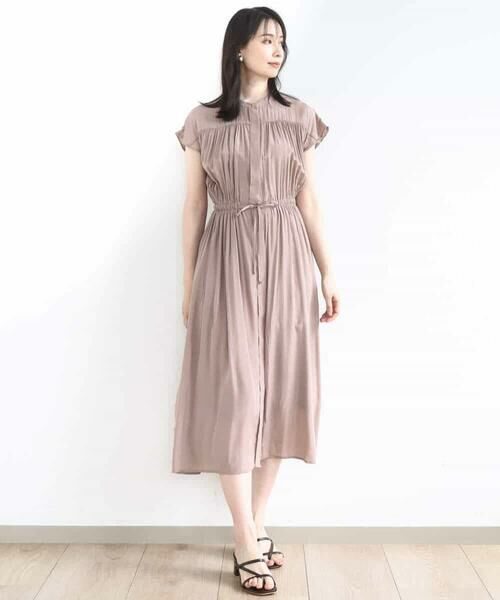 OFUON / オフオン ロング・マキシ丈ワンピース | ギャザーデザインワンピース/洗える/WEB限定 | 詳細16