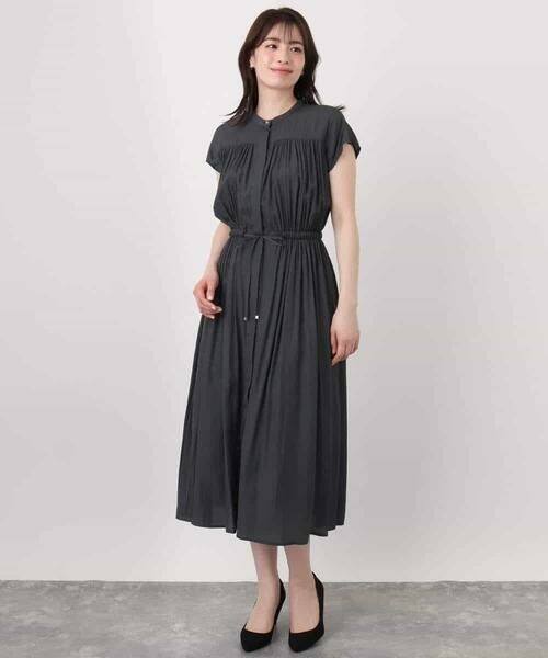 OFUON / オフオン ロング・マキシ丈ワンピース | ギャザーデザインワンピース/洗える/WEB限定 | 詳細17