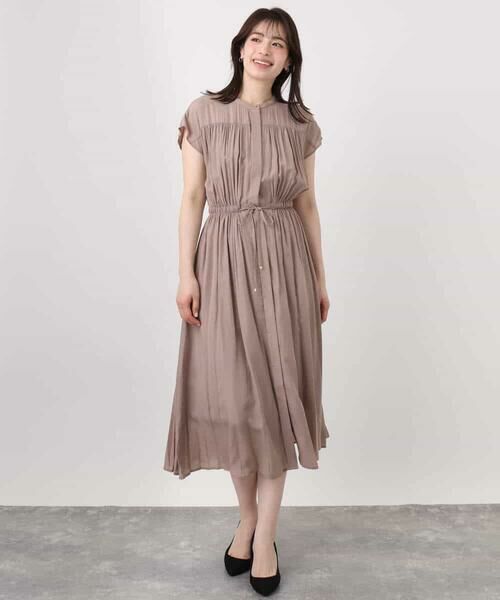 OFUON / オフオン ロング・マキシ丈ワンピース | ギャザーデザインワンピース/洗える/WEB限定 | 詳細27