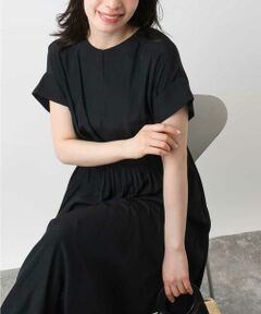 OFUON / オフオン ロング・マキシ丈ワンピース | ウエスト切り替えキーネックワンピース/洗える/WEB限定