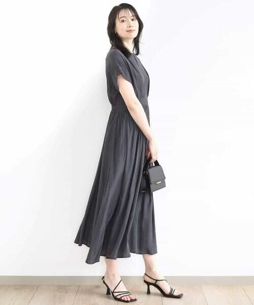 OFUON / オフオン ロング・マキシ丈ワンピース | ウエスト切り替えキーネックワンピース/洗える/WEB限定 | 詳細12