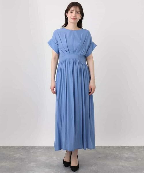 OFUON / オフオン ロング・マキシ丈ワンピース | ウエスト切り替えキーネックワンピース/洗える/WEB限定 | 詳細16