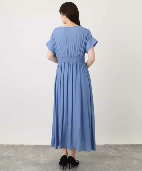OFUON / オフオン ロング・マキシ丈ワンピース | ウエスト切り替えキーネックワンピース/洗える/WEB限定 | 詳細18
