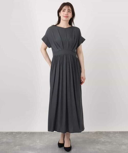 OFUON / オフオン ロング・マキシ丈ワンピース | ウエスト切り替えキーネックワンピース/洗える/WEB限定 | 詳細25