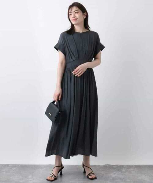 OFUON / オフオン ロング・マキシ丈ワンピース | ウエスト切り替えキーネックワンピース/洗える/WEB限定 | 詳細6