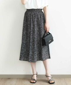 OFUON / オフオン ロング・マキシ丈スカート | モノトーンリーフ柄フレアースカート/洗える