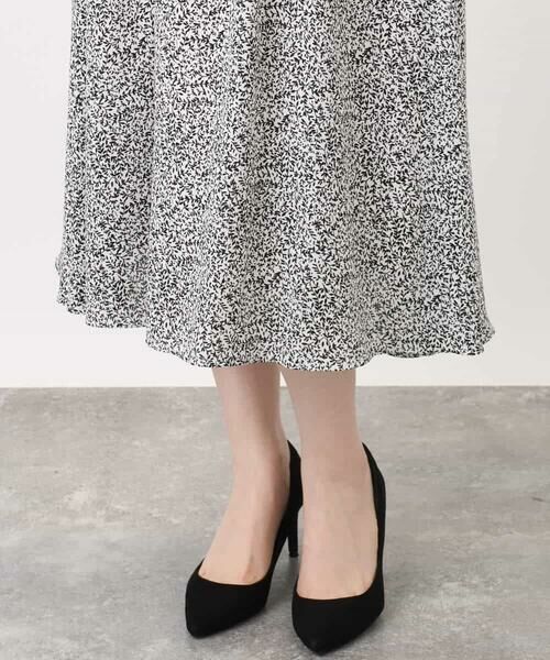 OFUON / オフオン ロング・マキシ丈スカート | モノトーンリーフ柄フレアースカート/洗える | 詳細18