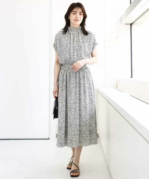 OFUON / オフオン ロング・マキシ丈スカート | モノトーンリーフ柄フレアースカート/洗える | 詳細4