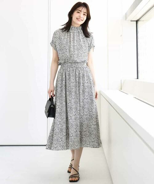 OFUON / オフオン ロング・マキシ丈スカート | モノトーンリーフ柄フレアースカート/洗える | 詳細7