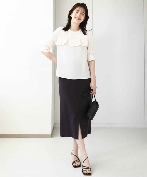 OFUON / オフオン ロング・マキシ丈スカート | リネンライクタイトスカート/洗える | 詳細5