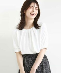 OFUON / オフオン シャツ・ブラウス | タックデザインジョーゼットブラウス/UVカット/接触冷感/洗える