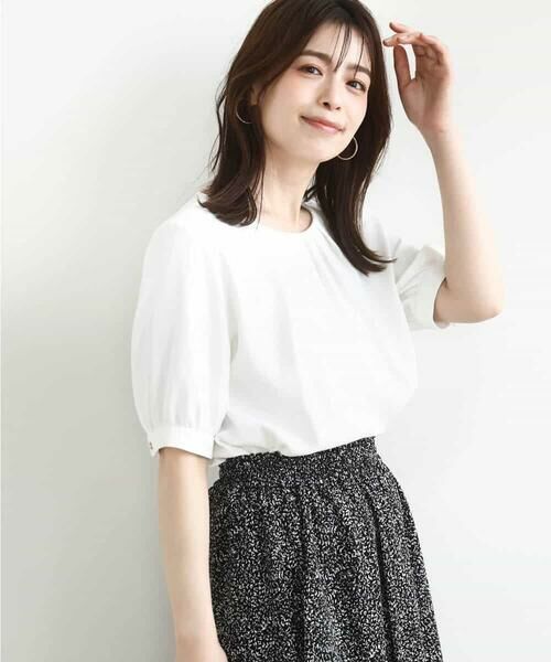 OFUON / オフオン シャツ・ブラウス | タックデザインジョーゼットブラウス/UVカット/接触冷感/洗える | 詳細5