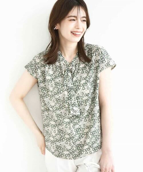 OFUON / オフオン シャツ・ブラウス | チェーンプリントブラウス/洗える | 詳細5