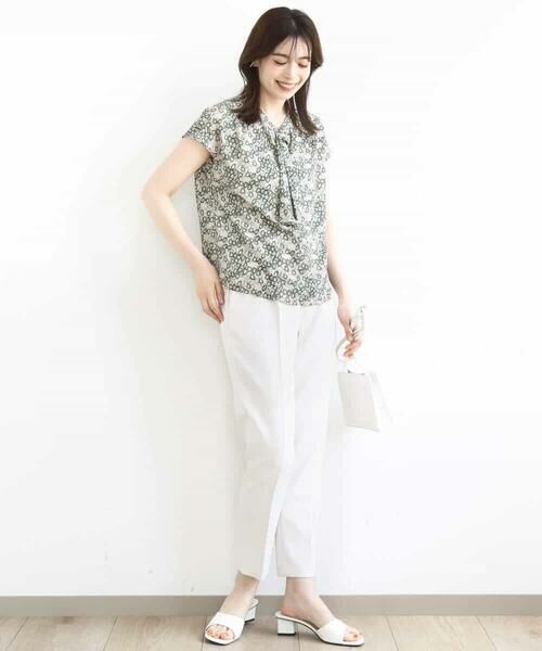 OFUON / オフオン シャツ・ブラウス | チェーンプリントブラウス/洗える | 詳細8