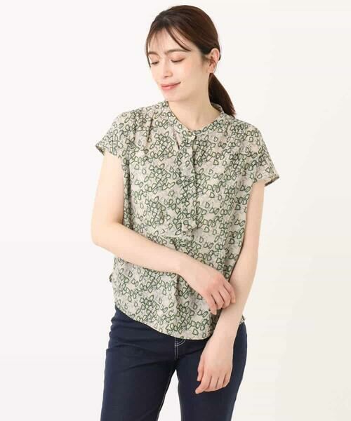 OFUON / オフオン シャツ・ブラウス | チェーンプリントブラウス/洗える | 詳細9