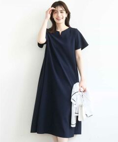 OFUON / オフオン ロング・マキシ丈ワンピース | キーネックデザインワンピース/洗える