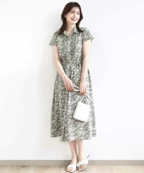 OFUON / オフオン ロング・マキシ丈ワンピース | チェーンプリントワンピース/洗える | 詳細7