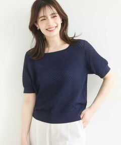 OFUON / オフオン ニット・セーター | レーシー編み半袖ニット/洗える/WEB限定サイズあり