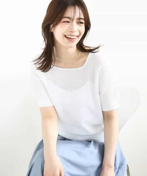 OFUON / オフオン ニット・セーター | レーシー編み半袖ニット/洗える/WEB限定サイズあり | 詳細6