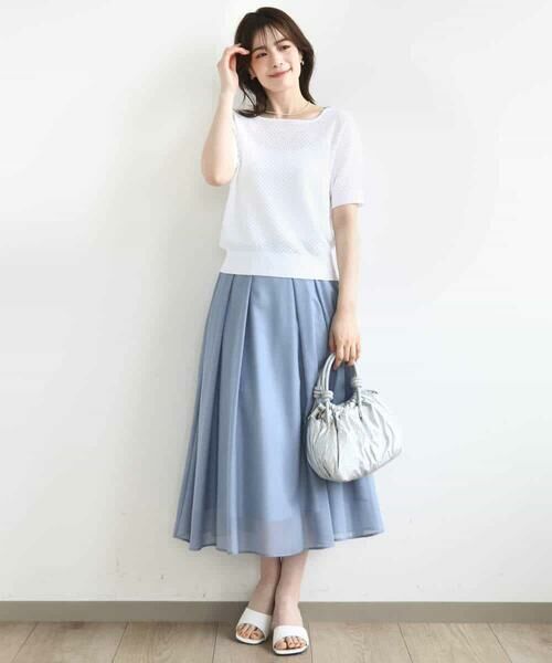 OFUON / オフオン ニット・セーター | レーシー編み半袖ニット/洗える/WEB限定サイズあり | 詳細8