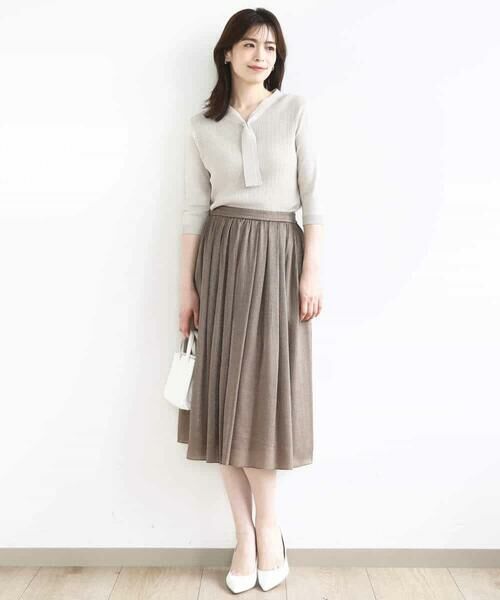 OFUON / オフオン ロング・マキシ丈スカート | 楊柳ラメタックギャザースカート/洗える | 詳細5