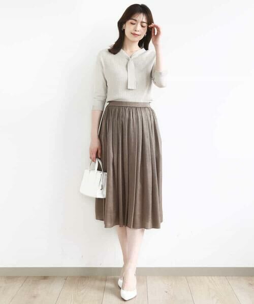 OFUON / オフオン ロング・マキシ丈スカート | 楊柳ラメタックギャザースカート/洗える | 詳細6