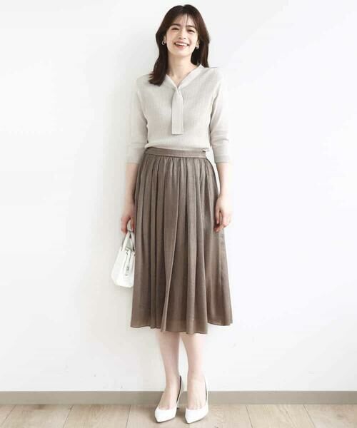 OFUON / オフオン ロング・マキシ丈スカート | 楊柳ラメタックギャザースカート/洗える | 詳細7