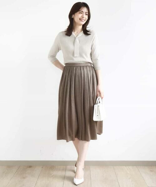 OFUON / オフオン ロング・マキシ丈スカート | 楊柳ラメタックギャザースカート/洗える | 詳細8