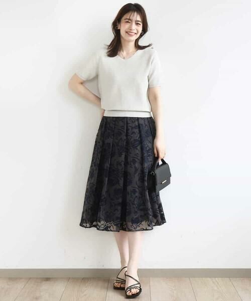 OFUON / オフオン ロング・マキシ丈スカート | 花柄シアーフレアースカート/洗える | 詳細6