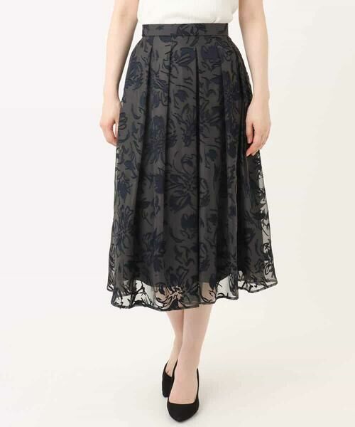 OFUON / オフオン ロング・マキシ丈スカート | 花柄シアーフレアースカート/洗える | 詳細7